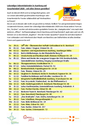 Handzettel zum lebendigen Adventskalender in Auerberg und Graurheindorf 2020
